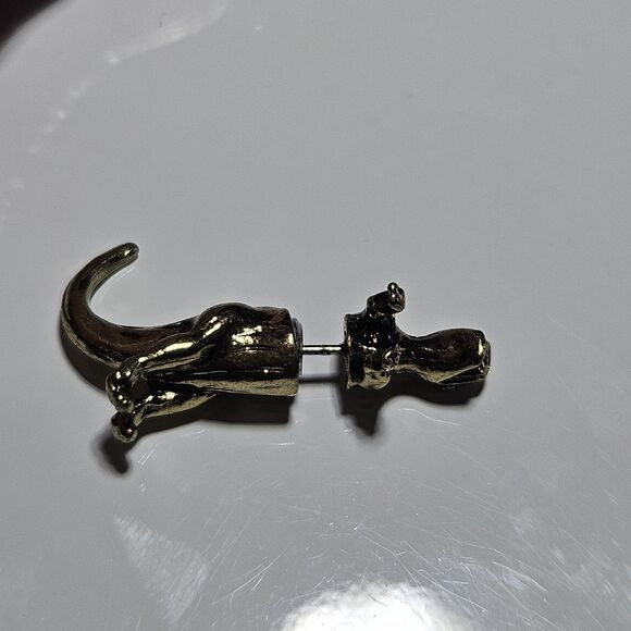 Gold Tone Dinosaur Head And Tail Jacket Fashion Earrings - Picture 6 of 11